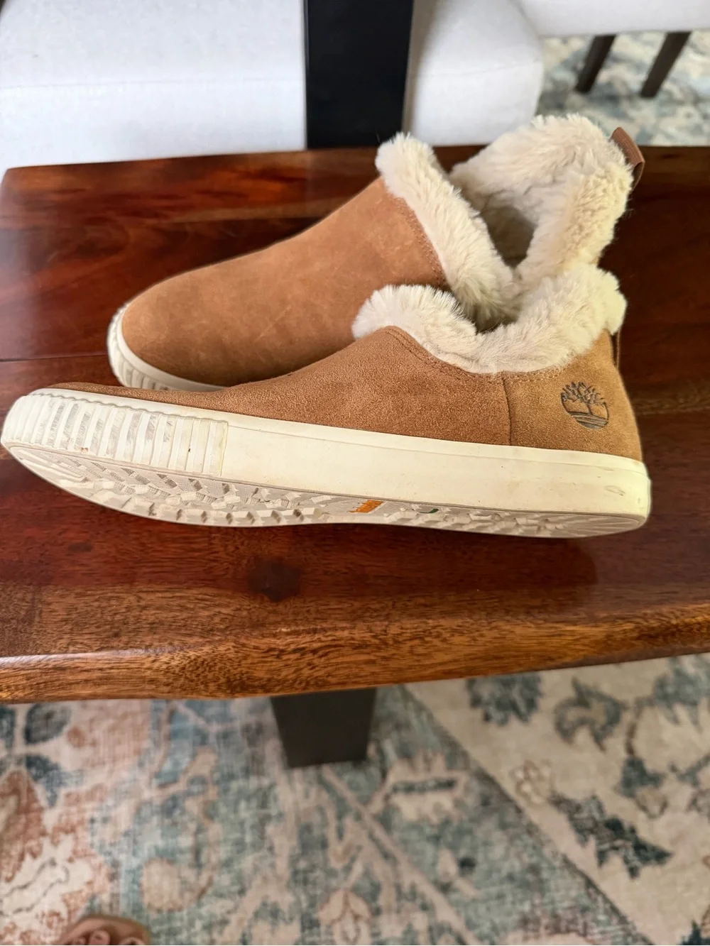 Timberland Women's Skyla Slip-On Suede Sneakers with Faux Shearling - Chestnut